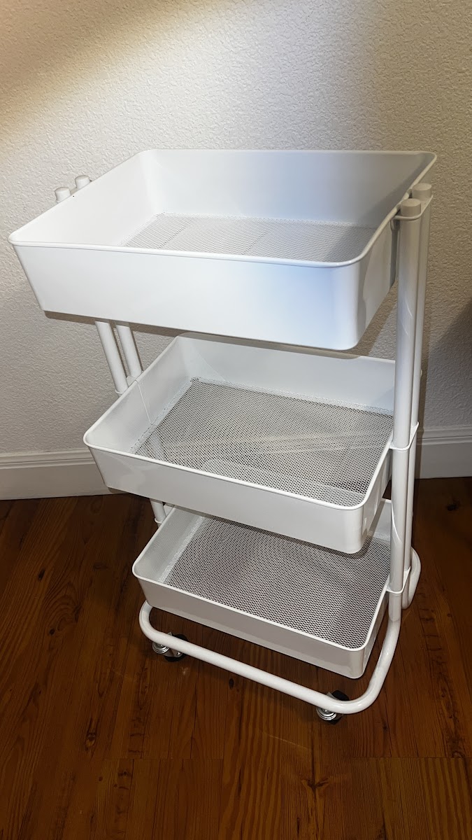 White 3-Tier Rolling Cart