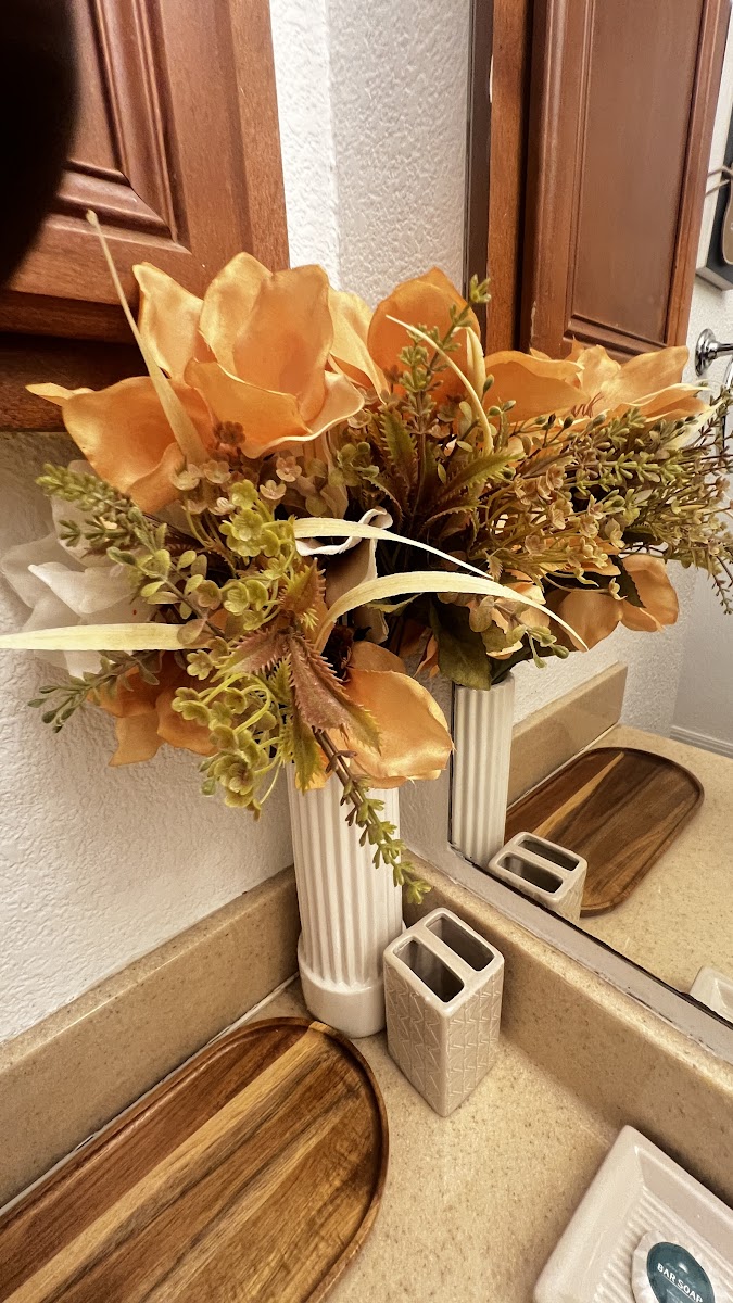 Artificial Orange Floral Arrangement with Vases